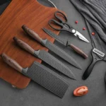 Professional Household Stainless Steel Kitchen Knife Set Six-Piece Chef Knife Set with Scissors Peeler – top view