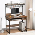 YQ FOREVER Wooden Metal Frame Desktop Computer Desk Study Console Table  Keyboard PC Home Office Desks