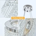 US Stock Free Shipping Modern K9 Crystal Chandelier Dining Room 24" Round Chandeliers Adjustable Height Hanging Pendant