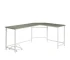 HMS 66 Gray White L-Shaped Computer Desk Modern Ergonomic PC Desk Extendable Design Wooden Plastic Cup Holder Metal