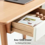 Solid Wood Computer Desk - 47'' Large Size Office Desk with 2 Drawers, Modern Simple Style PC Table – side view