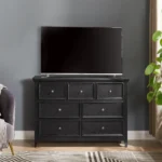 Goldoma 7 drawer dresser black MDF modern chest with spacious storage