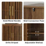 Farmhouse-Style Wood Sideboard Buffet Cabinet with Louvered Doors for Home Bar Coffee Storage - Image 6