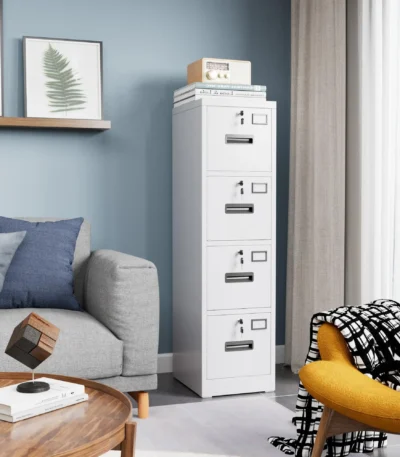 Metal Vertical Office Filing Cabinet 4 Drawers Assembly Required-Name Card Holder for A4 Letter Legal Size 4 Drawer File