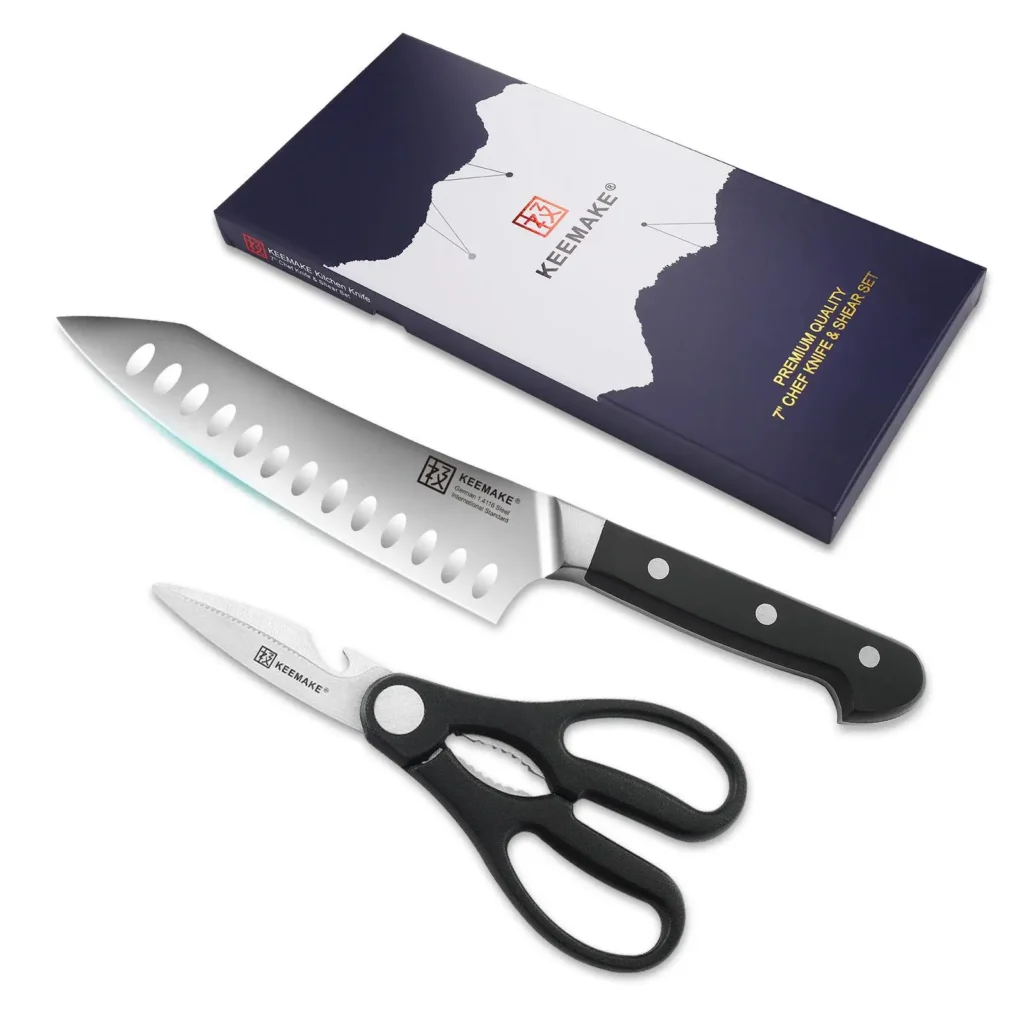 2pcs Stainless Steel Chef Knife Set Kitchen Shears Scissor Cutlery for Meat Cutting Sharp 3Cr13 Blade Custom Logo Slicing
