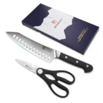 2pcs Stainless Steel Chef Knife Set Kitchen Shears Scissor Cutlery for Meat Cutting Sharp 3Cr13 Blade Custom Logo Slicing