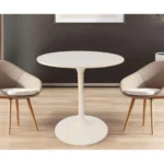 White marble dining table with iron pedestal base - 30 inch round white marble dining table