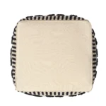 boho pouf ottoman cover handwoven cotton black natural textured floor cushion