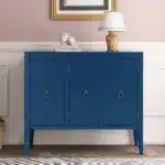 U_STYLE Adjustable Shelf Storage Sideboard with 3 Retro Metal Handles and 4 Pinewood Legs for Entryway Living Room Study