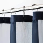 HMS Navy Modern Grid 3D Printed PEVA Shower Curtain Liner Set for Bathroom with 3D Technology Hooks