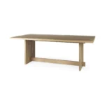 Goldoma solid wood dining table in light natural finish, 84 inches long, modern rustic design