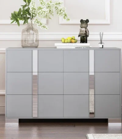 Elegant modern dresser with 6 drawers and metal base - Goldoma