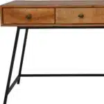 HMS 47" Solid Wood Writing Desk in Natural and Black with Three Drawers-for Office Use – top view