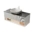 48-inch bathroom vanity with sink, floating plywood storage cabinet in white, front view showing two pinstripe drawers