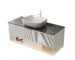 48-inch bathroom vanity with sink, floating plywood storage cabinet in white, front view showing two pinstripe drawers