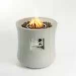 Compact Modern 20-Inch Round Graphite Base Fire Pit Table with Free Lava Rocks Steel Waterproof Cover for Outdoor Propane
