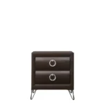 Modern bedroom nightstand with dark merlot finish, two drawers, and ring handles by Goldoma