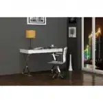 HMS 47" White and Silver Computer Desk with Two Drawers Writing Desk – styled in a modern Writing Desks setting