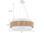 Fabric Rattan Chandelier, Boho Hand Woven Coastal Pendant Light Adjustable Drum Large Pendant Lighting Fixtures for Dining
