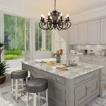 8-Light French Country Chandelier, Industrial Vintage Black Iron Pendant Light Fixture for Kitchen Island, Dining Room,