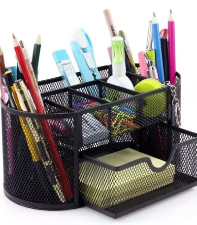Sharkbang Large Capacity 9 Cell Metal Desk Organizer Mesh Desktop Pencil Pen Sundries Badge Holder Storage Box Stationery
