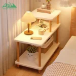 Bamboo nightstand with storage shelf in modern minimalist design