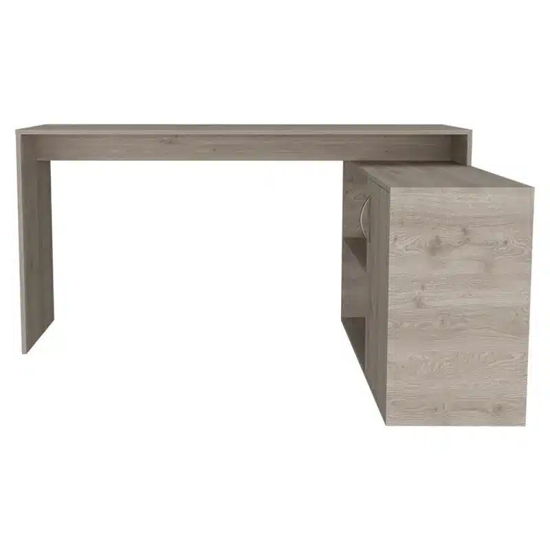 HMS 60" Light Gray L-Shaped Computer Desk Modern Wood and Metal Office Desk Durable Assembled HMS 60" Light Gray L-Shaped Computer Desk Modern Wood and Metal Office Desk Durable Assembled Space-Saving Storage Features