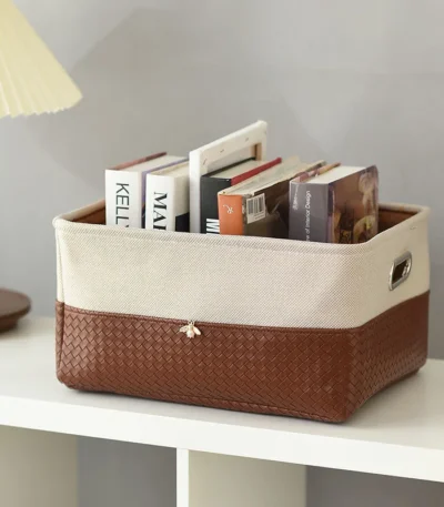 Foldable Storage Basket Organizer Toys Box Sundries Book Snack Desk Organizer Clothes Basket PU Laundry Hamper Home Decor
