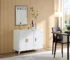 Modern living room storage cabinet in ivory finish with three doors and wooden top