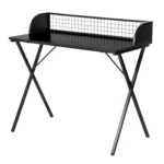 HMS 39" Modern X-Shape Computer Desk Black Wood and Metal Portable and Folding for Bedroom or Hotel – styled in a modern