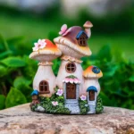 Outdoor Garden Statues Solar Light, Mushroom House Garden Statue Outdoor, Resin Garden Statue Lights Mushroom House Figurine