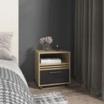 Vance mobile nightstand with drawer and casters in natural oak finish