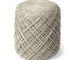 Goldoma 16" Ivory Leather Cylinder Pouf Ottoman - Upholstered Round Seating Stool