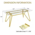 Antique Nordic modern dining table with tempered glass top and metal legs seating 6 people in a dining room