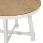 Trexm Farmhouse Round Extendable Dining Table with Leaf – side view
