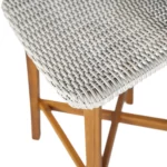 Adjustable Outdoor Bar Stool Teak Wood with Light Grey Wicker Set of 2 for Restaurant & Cafe Dining – base detail