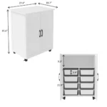 Kitchen on Wheels Storage Cabinet Kitchen Cart Accent Coffee Bar Cabinet Buffet Sideboard with Barn Door for Dining Room Kitchen - Image 5