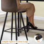 55-inch outdoor bar table with adjustable feet and black iron frame for patio