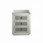 Mirrored nightstand with three drawers in chrome finish - Goldoma glam accent table