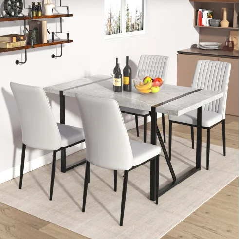 Hb7bab975e24648ed86decd843a776099r.webp Modern 55 inch gray rectangular dining table for 4 with metal frame in dining room
