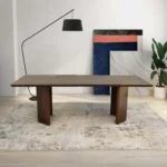 Modern Alden solid wood dining table in walnut finish – eco-friendly and durable wooden table for dining room or kitchen