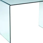 HMS 43" Clear Glass Computer Desk with Adjustable Folding Drawer Features Office Desk Laptop Table Made of Plastic Metal