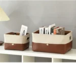 Foldable Storage Basket Organizer Toys Box Sundries Book Snack Desk Organizer Clothes Basket PU Laundry Hamper Home Decor