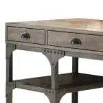 HMS 47" Solid Wood Traditional Antique Writing Desk with Three Drawers in Natural and Gray for Office Building or Bedroom