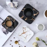 Coffee Mugs Marble Gold Inlay Mug Breakfast Mug Office Home Drinkware Milk Cup Dropshipping – angled view