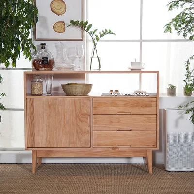 Nordic Solid Wood Sideboard Display Cabinet Storage Modern Solid Wood Entrance Cabinet Cupboard Simple Storage Cabinet