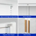 Home Office Metal Storage Cabinet with 2 Doors and 2 Adjustable Shelves Steel File Cabinet for Garage Shelves NO LOCK – top