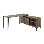 HMS 65 Wood Metal Convertible L-Shape Writing Desk Brown Black Extendable Office/Bedroom Computer Table Home Office Friendly