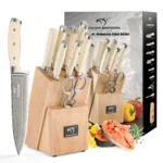 9-Piece Knife Sets for Kitchen with Knife Block, Damascus Kitchen Knife Set, ABS Handle for Knife Set and Kitchen Shear