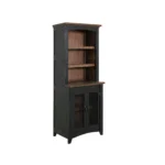 HMS 72" Solid Oak Dining Hutch Brown Black Distressed Wood with Two Doors Convertible Modern Style Sideboard for Home Furniture - Image 3
